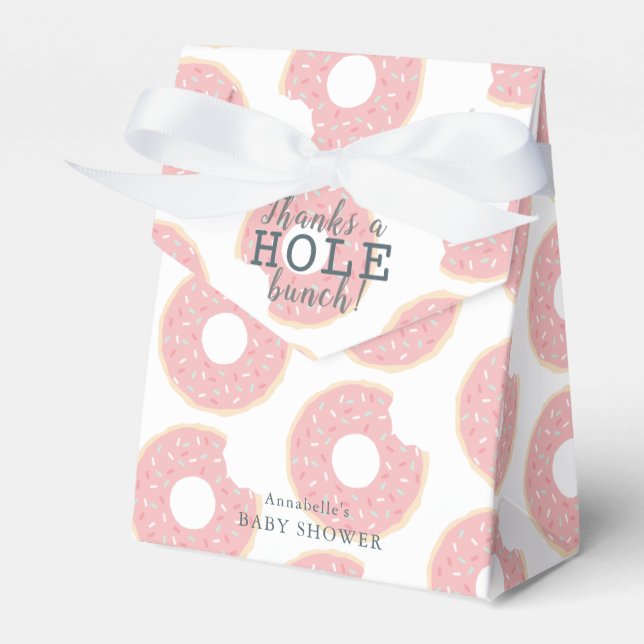 Pink Donut Thank You Baby Shower Gift Favor Boxes (Front Side)