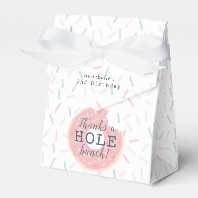 Pink Donut Thanks a Hole bunch Birthday Favor Boxes (Front Side)