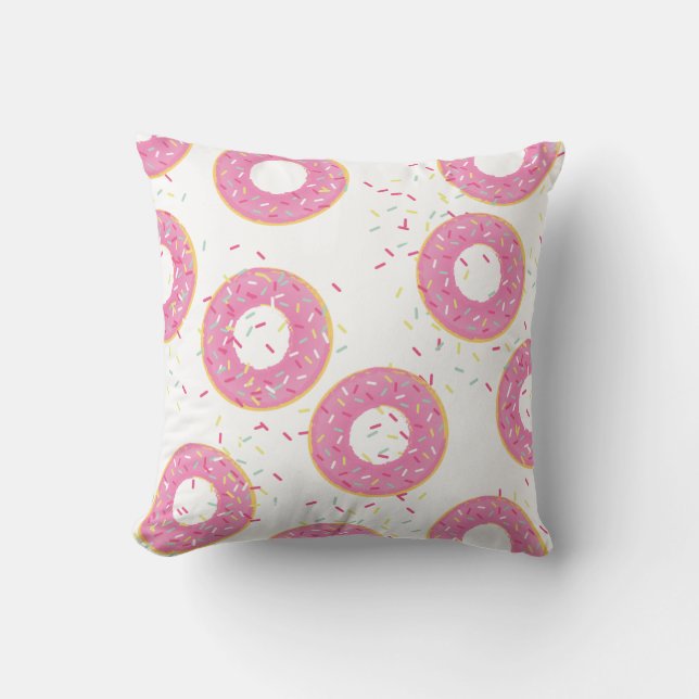 Pink Donut Throw Pillow (Front)