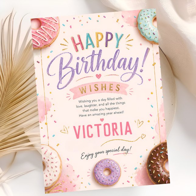 Pink Donut Two Sweet Birthday Card (Creator Uploaded)