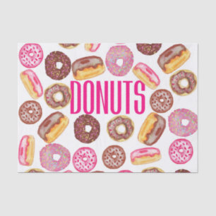 Pink Donut Typography and Watercolor Cute Donuts Tissue Paper
