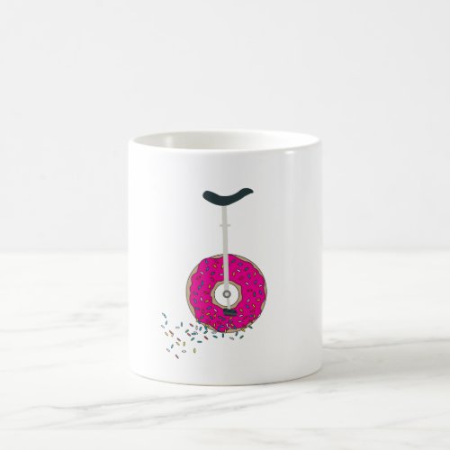 Pink Donut Wheel Unicycle with Colorful Sprinkles Coffee Mug