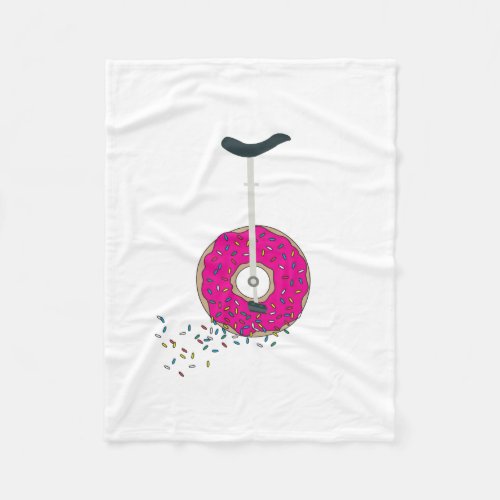 Pink Donut Wheel Unicycle with Colorful Sprinkles Fleece Blanket