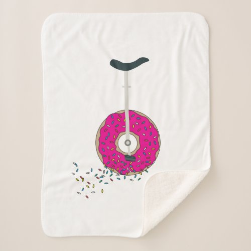 Pink Donut Wheel Unicycle with Colorful Sprinkles Sherpa Blanket