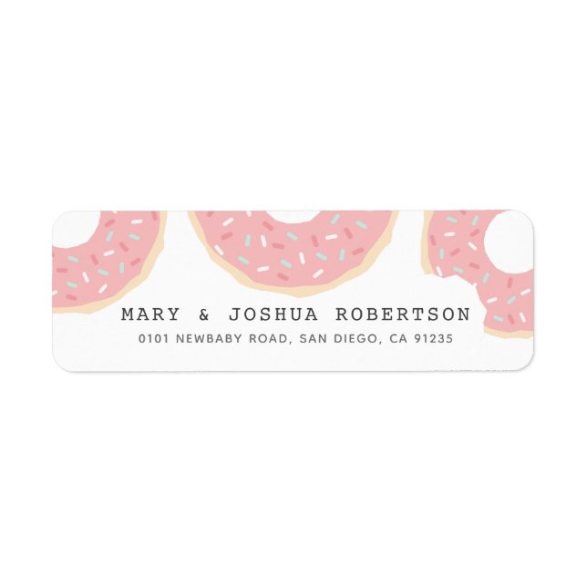 Pink Donut White Address Label (Front)