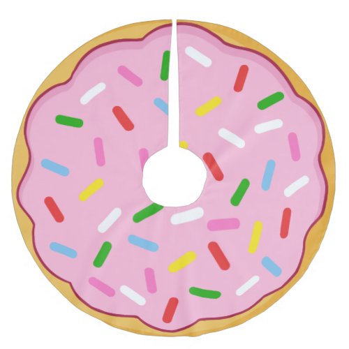 Pink Donut with Colorful Sprinkles Brushed Polyester Tree Skirt