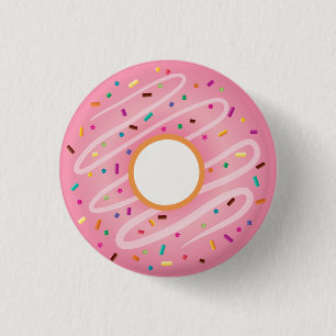 Pink Donut with Rainbow Sprinkles Pinback Button