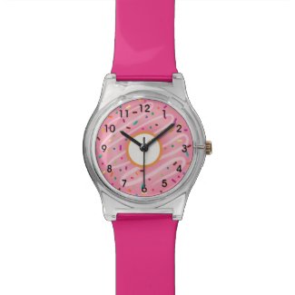 Pink Donut with Rainbow Sprinkles Wristwatch