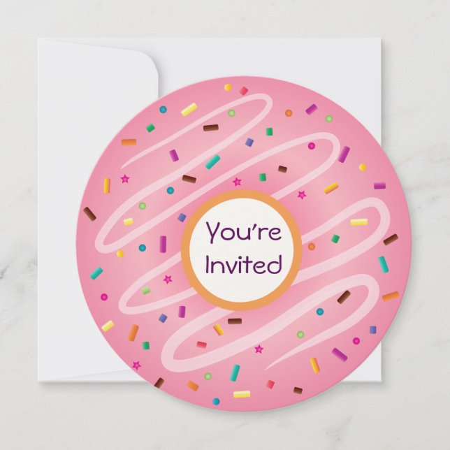 Pink Donut with Sprinkles Birthday Invitation (Front)