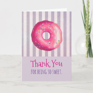 Pink Donut With Sprinkles Thank You Card