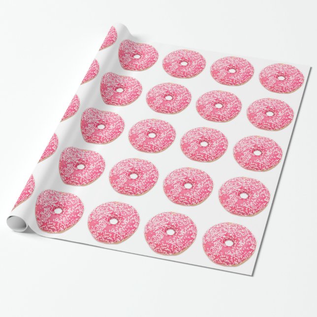 Pink Donut Wrapping Paper (Unrolled)