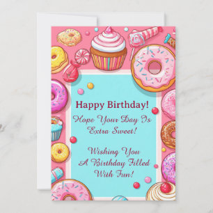 Pink Donuts And Cupcakes Party Invitation Frame 🍩