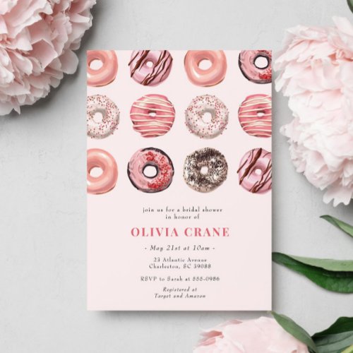 Pink Donuts and Diamonds Bridal Shower Invitation