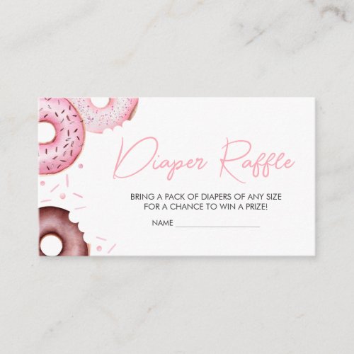 Pink Donuts and Diapers Baby Shower Diaper Raffle Enclosure Card