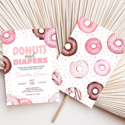 Donuts And Diapers Baby Shower Invitation Diaper Party Donut