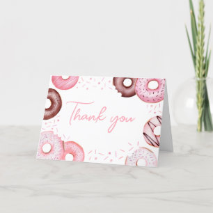 Pink Donuts and Diapers Baby Shower Letterpress Thank You Card