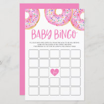 Pink Donuts Baby Shower Bingo Game Card