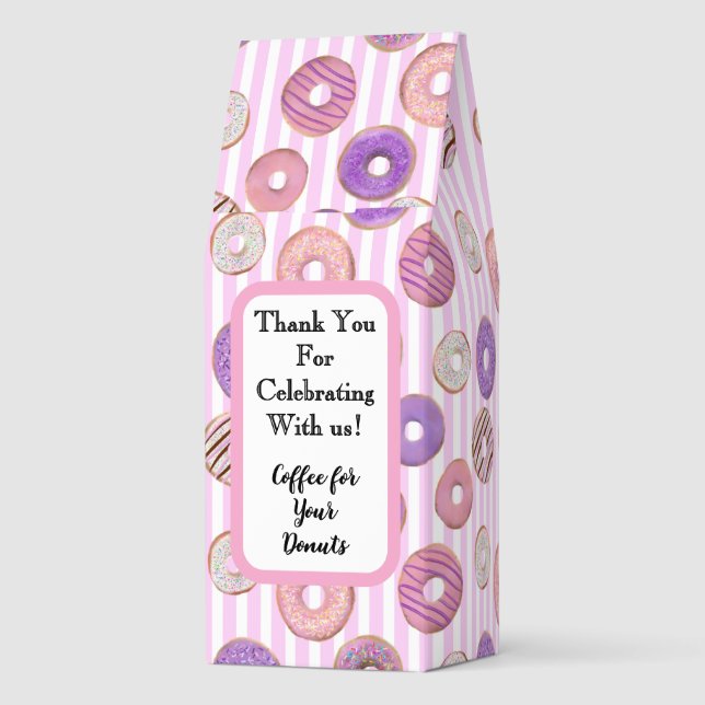 Pink Donuts Baby Shower Favor Ground Coffee (Back)