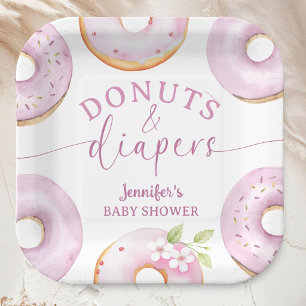 Pink Donuts Baby Shower Girl Brunch Paper Plates