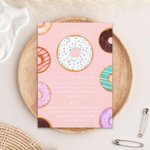 Pink Donuts Baby Shower Invitation