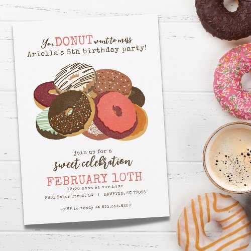 Pink Donuts Birthday Party Invitation