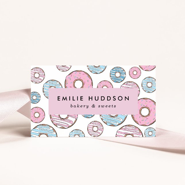 Pink Donuts, Blue Donuts, Cake Shop, Pastry Shop Business Card (Creator Uploaded)
