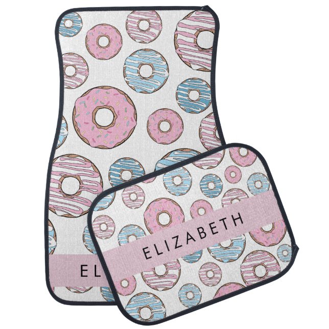 Pink Donuts, Blue Donuts, Sprinkles, Your Name Car Floor Mat (Set)