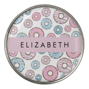Pink Donuts, Blue Donuts, Sprinkles, Your Name Golf Ball Marker