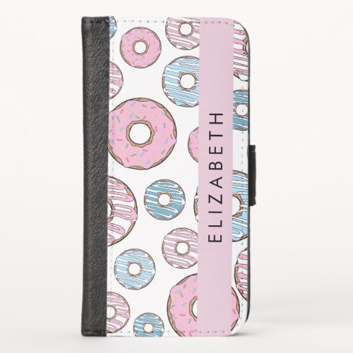 Pink Donuts Blue Donuts Sprinkles Your Name iPhone X Wallet Case