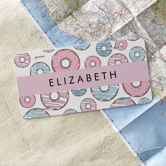 Pink Donuts, Blue Donuts, Sprinkles, Your Name License Plate (In Situ)