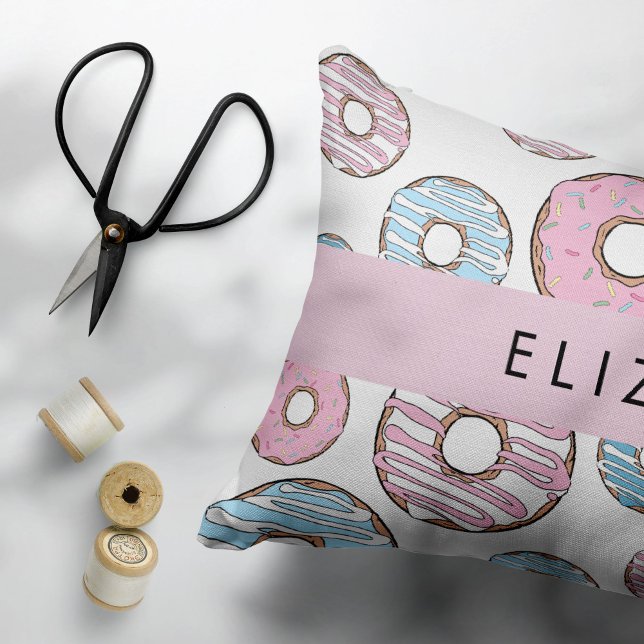 Pink Donuts, Blue Donuts, Sprinkles, Your Name Pillow Case (Creator Uploaded)