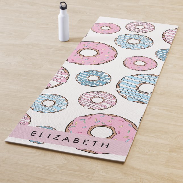 Pink Donuts, Blue Donuts, Sprinkles, Your Name Yoga Mat (In Situ)