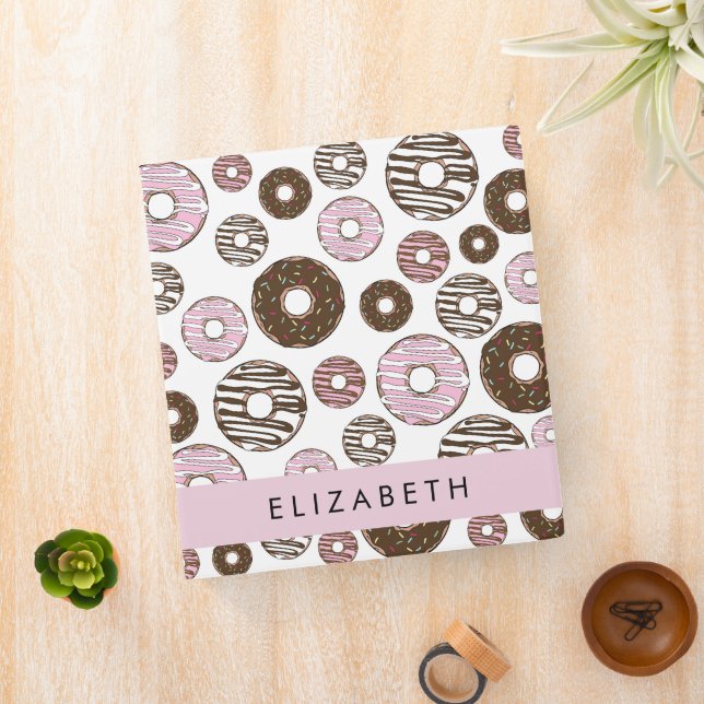 Pink Donuts, Brown Donuts, Sprinkles, Your Name 3 Ring Binder (In Situ)