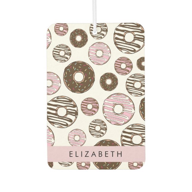 Pink Donuts, Brown Donuts, Sprinkles, Your Name Air Freshener (Front)