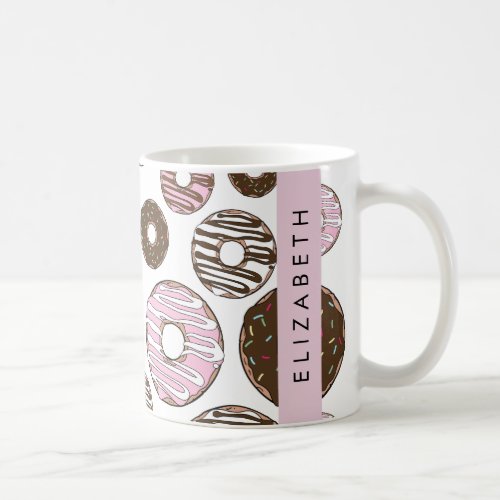 Pink Donuts Brown Donuts Sprinkles Your Name Coffee Mug