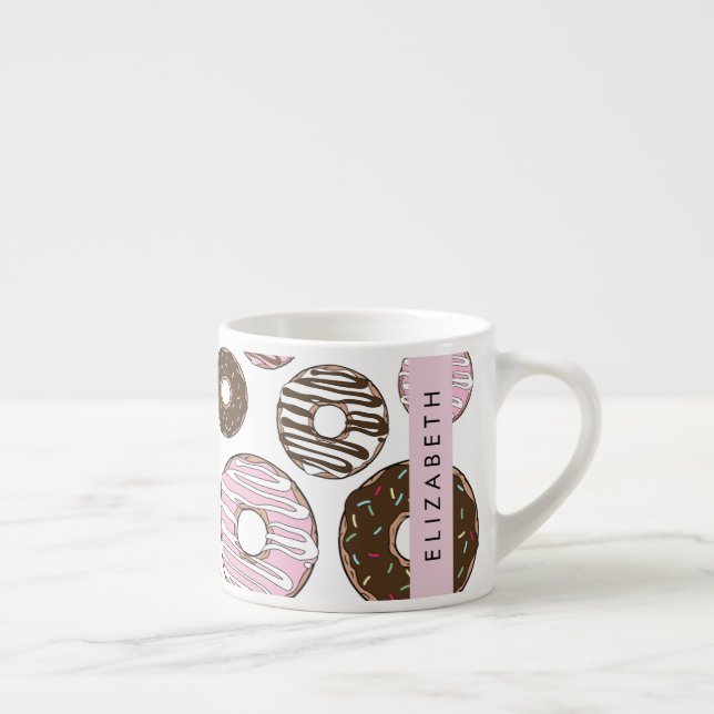 Pink Donuts, Brown Donuts, Sprinkles, Your Name Espresso Cup (Right)