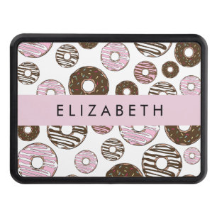 Pink Donuts, Brown Donuts, Sprinkles, Your Name Hitch Cover