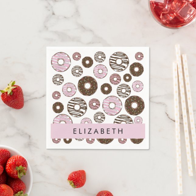 Pink Donuts, Brown Donuts, Sprinkles, Your Name Napkins (Insitu)