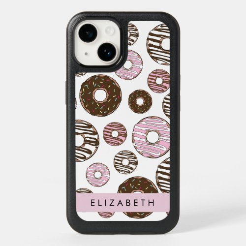 Pink Donuts Brown Donuts Sprinkles Your Name OtterBox iPhone 14 Case