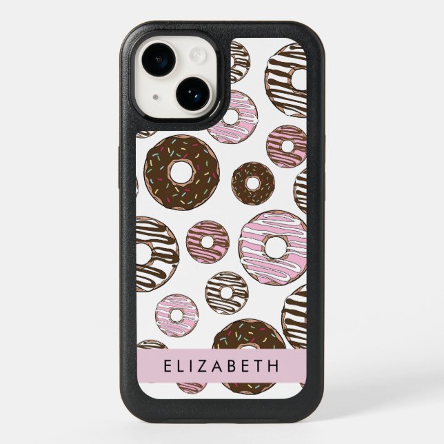 Pink Donuts, Brown Donuts, Sprinkles, Your Name Otterbox iPhone Case (Back)