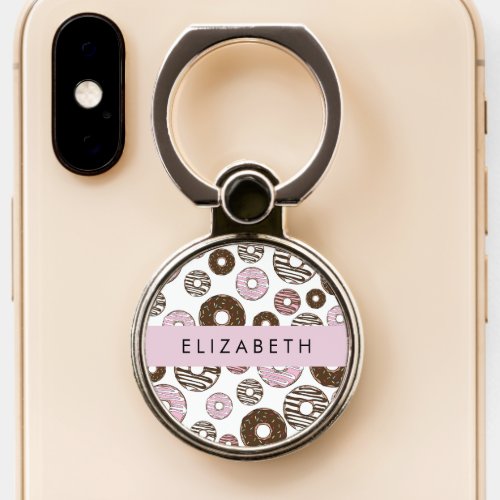 Pink Donuts Brown Donuts Sprinkles Your Name Phone Ring Stand