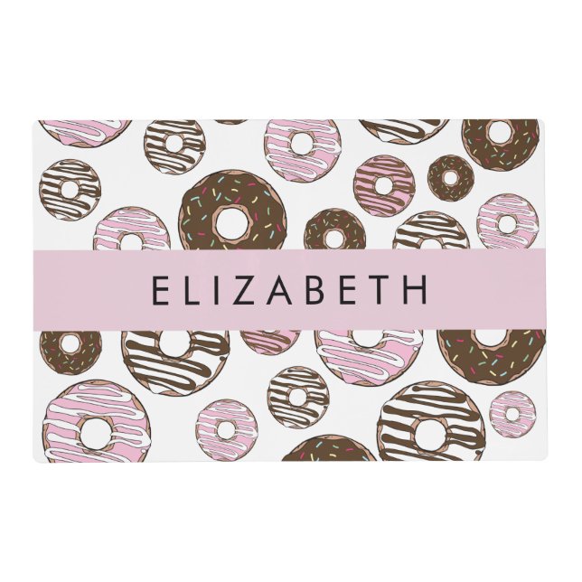 Pink Donuts, Brown Donuts, Sprinkles, Your Name Placemat (Front)