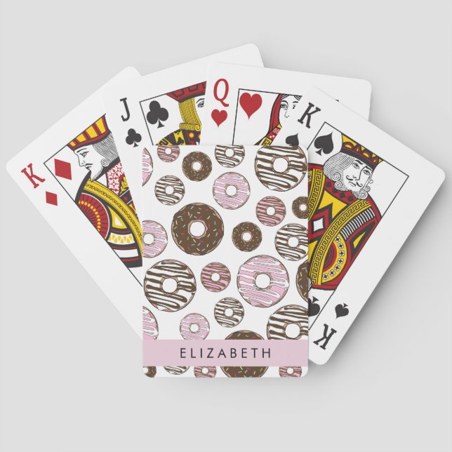 Pink Donuts, Brown Donuts, Sprinkles, Your Name Poker Cards (Back)