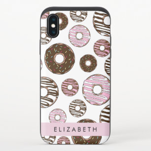 Pink Donuts, Brown Donuts, Sprinkles, Your Name iPhone X Slider Case