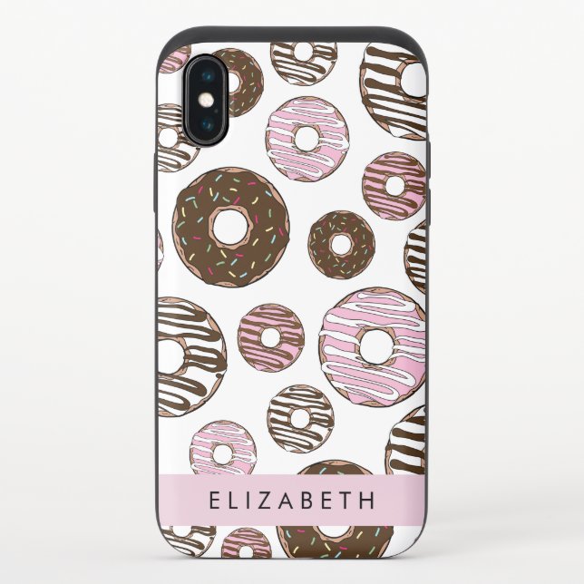 Pink Donuts, Brown Donuts, Sprinkles, Your Name Uncommon iPhone Case (Back)