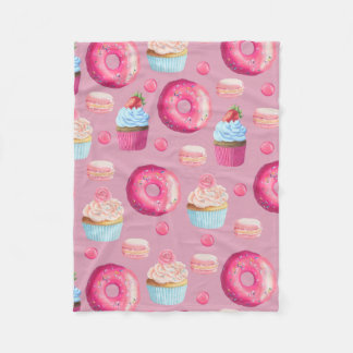 Pink Donuts, Cupcakes, and Candies Fleece Blanket