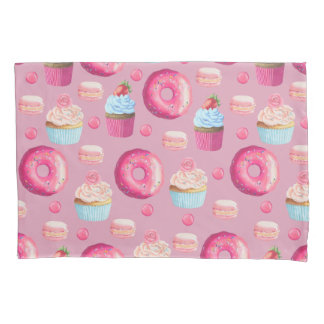 Pink Donuts, Cupcakes, and Candies Pillow Case