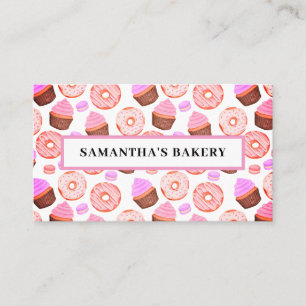 Pink Donuts Cupcakes Bakery Business Card