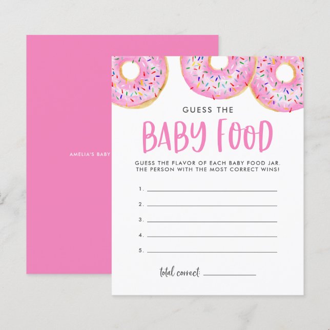 Pink Donuts Guess The Baby Food Baby Shower Game (Front/Back)