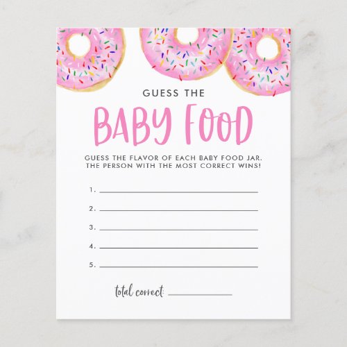 Pink Donuts Guess The Baby Food Baby Shower Game